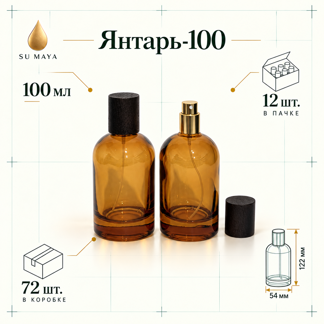 Техническая карточка флакона Янтарь-100