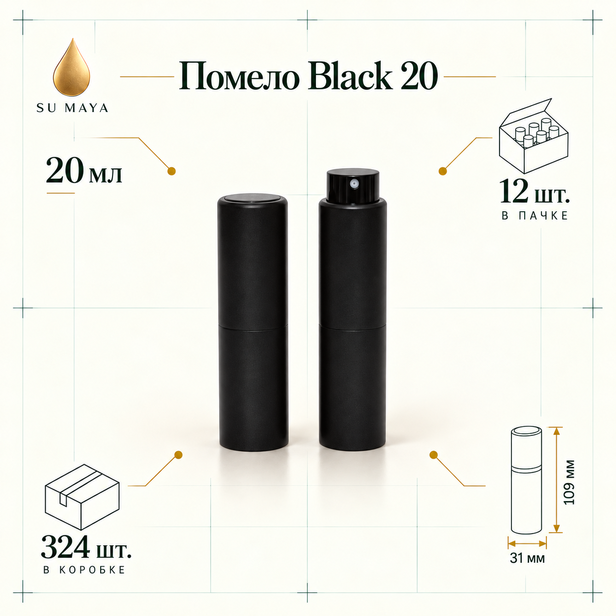 Техническая карточка флакона Помело Black 20