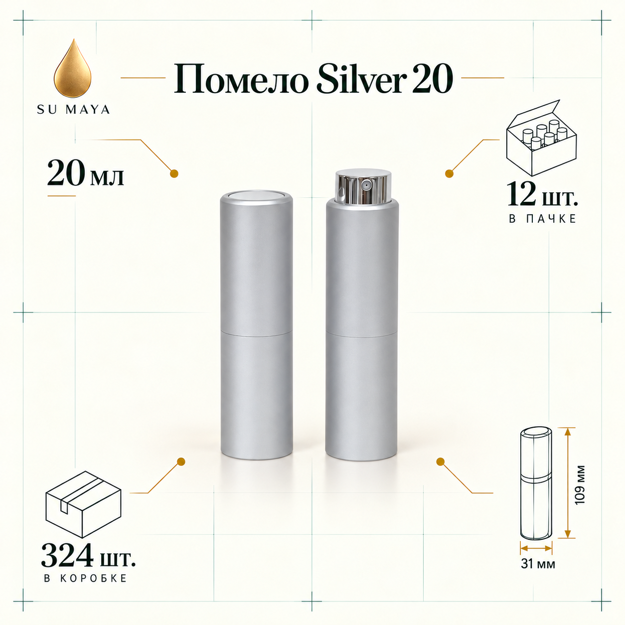 Техническая карточка флакона Помело Silver 20