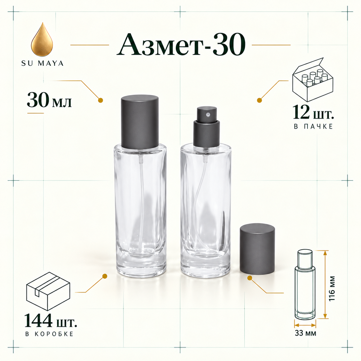 Техническая карточка флакона Азмет-30