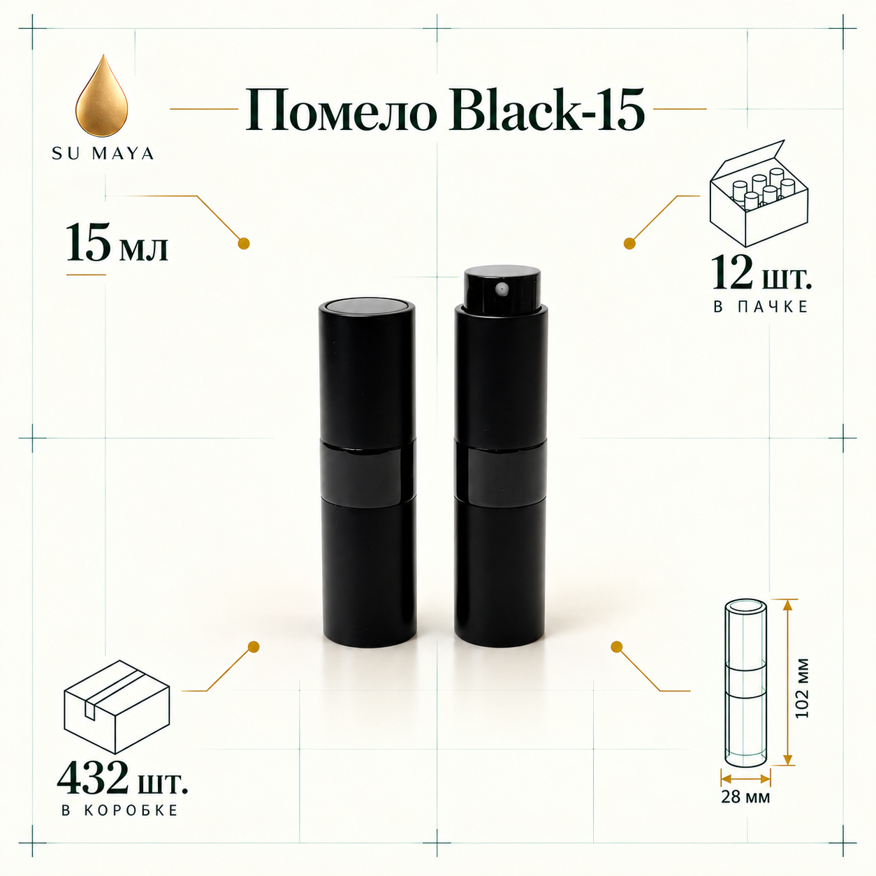 Техническая карточка флакона Помело Black-15